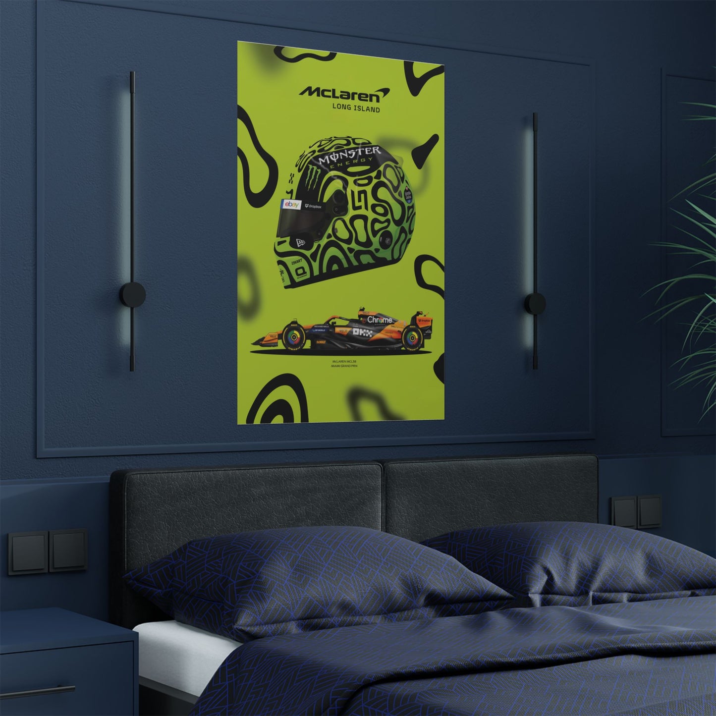 McLaren Long Island Formula 1 inspired | Norris McLaren McL38 Miami Grand Prix Satin Poster