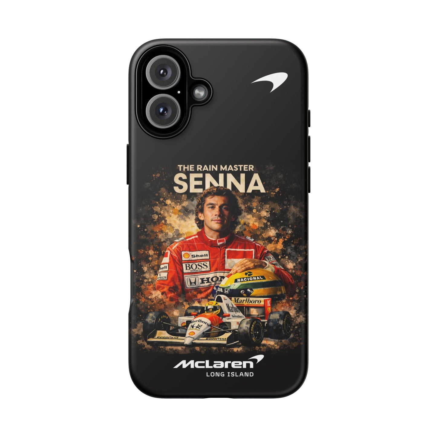 McLaren Long Island “The Rain Master” Ayrton Senna Inspired Impact-Resistant Phone Case | Durable Protection for Car Enthusiasts