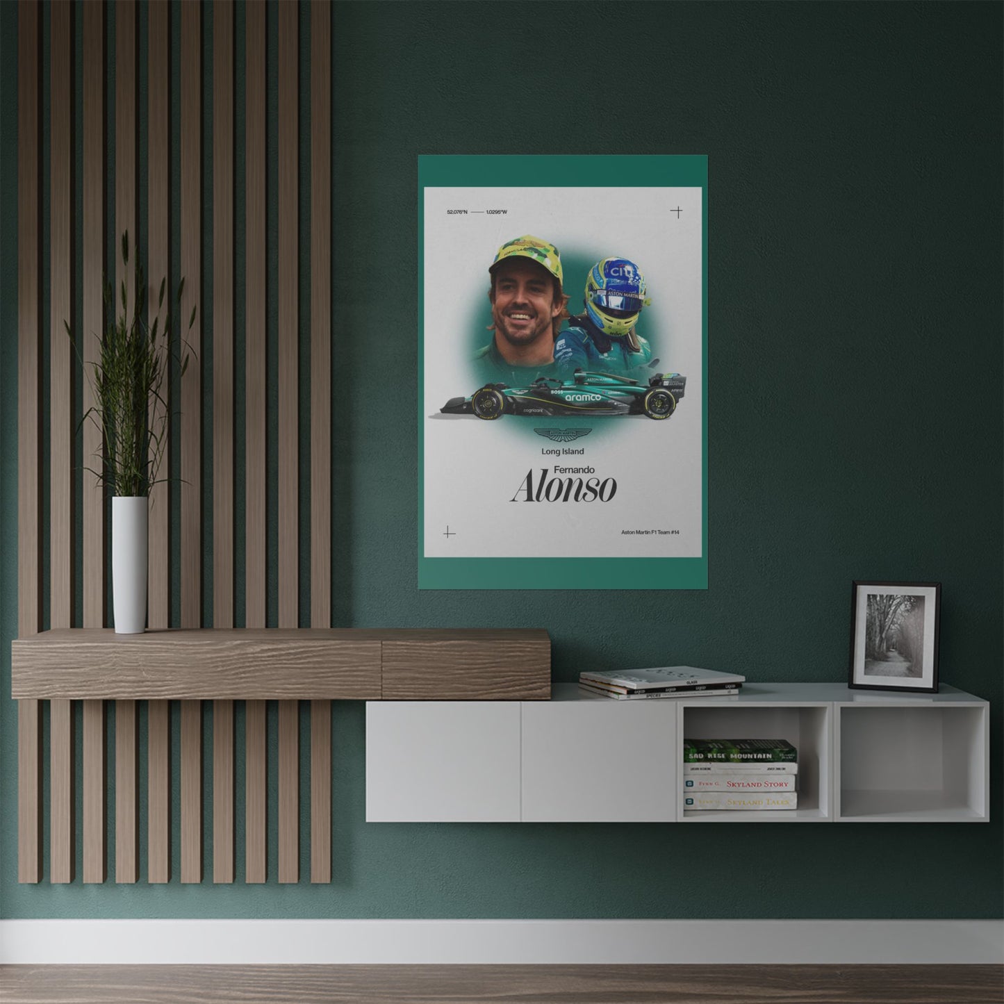 Aston Martin Long Island F1 inspired Fernando Alonso Satin Poster Home Decor for F1 Fans