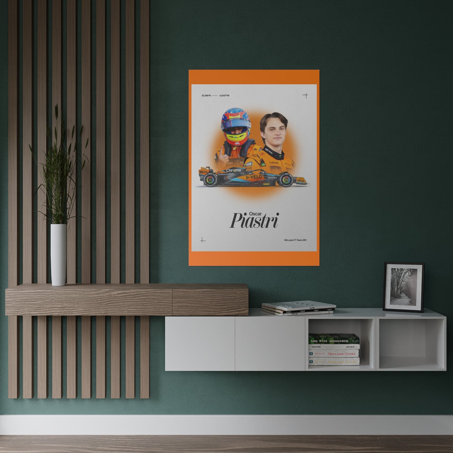 McLaren F1 inspired Oscar Piastri Satin Poster Home Decor for F1 Fans