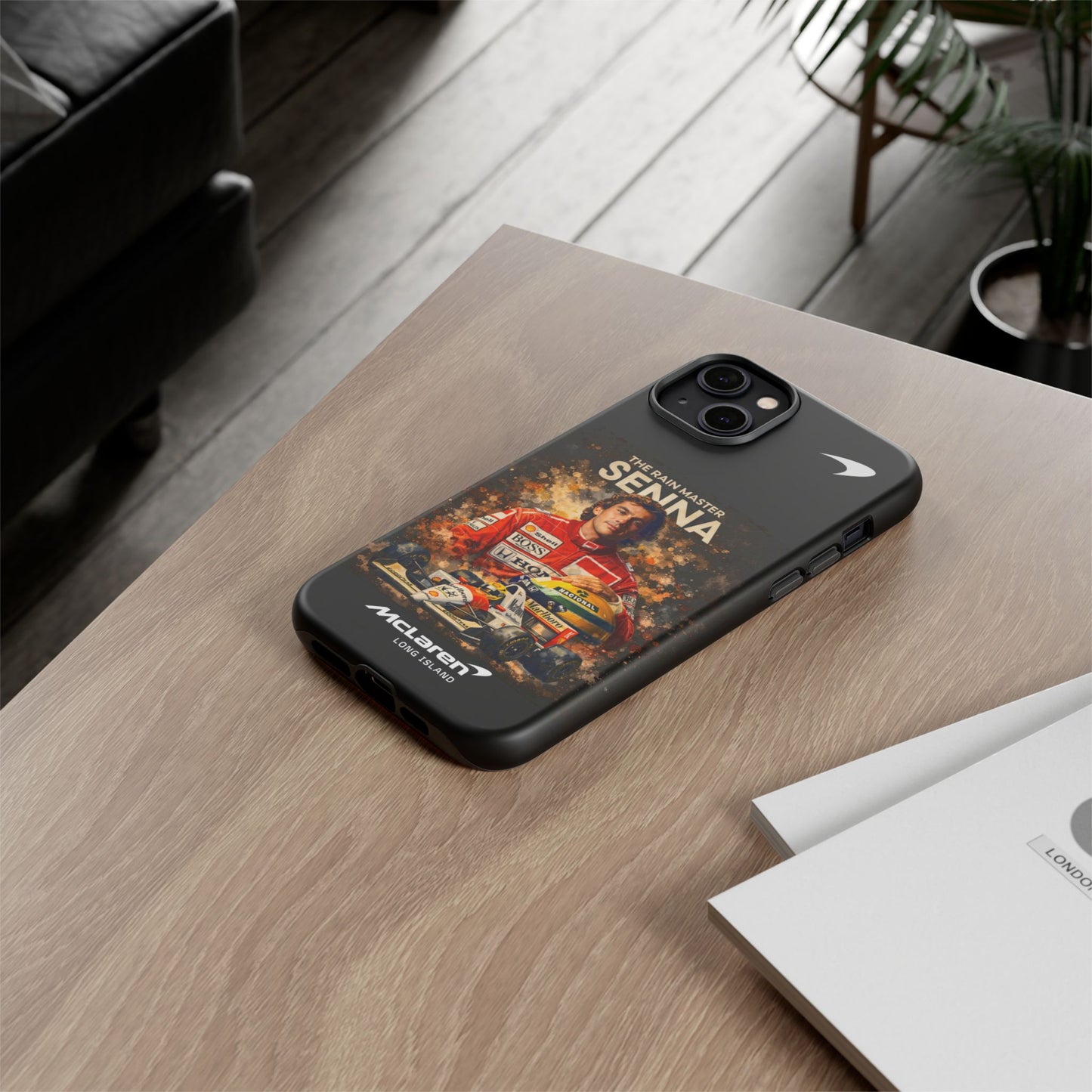 McLaren Long Island “The Rain Master” Ayrton Senna Inspired Impact-Resistant Phone Case | Durable Protection for Car Enthusiasts
