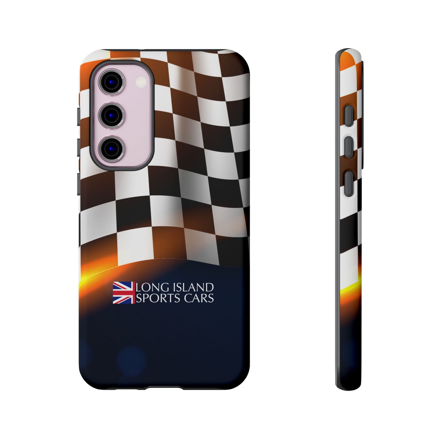 Long Island Sports Cars F1 Checkered Flag Impact-Resistant Phone Case | Durable Protection for Car Enthusiasts