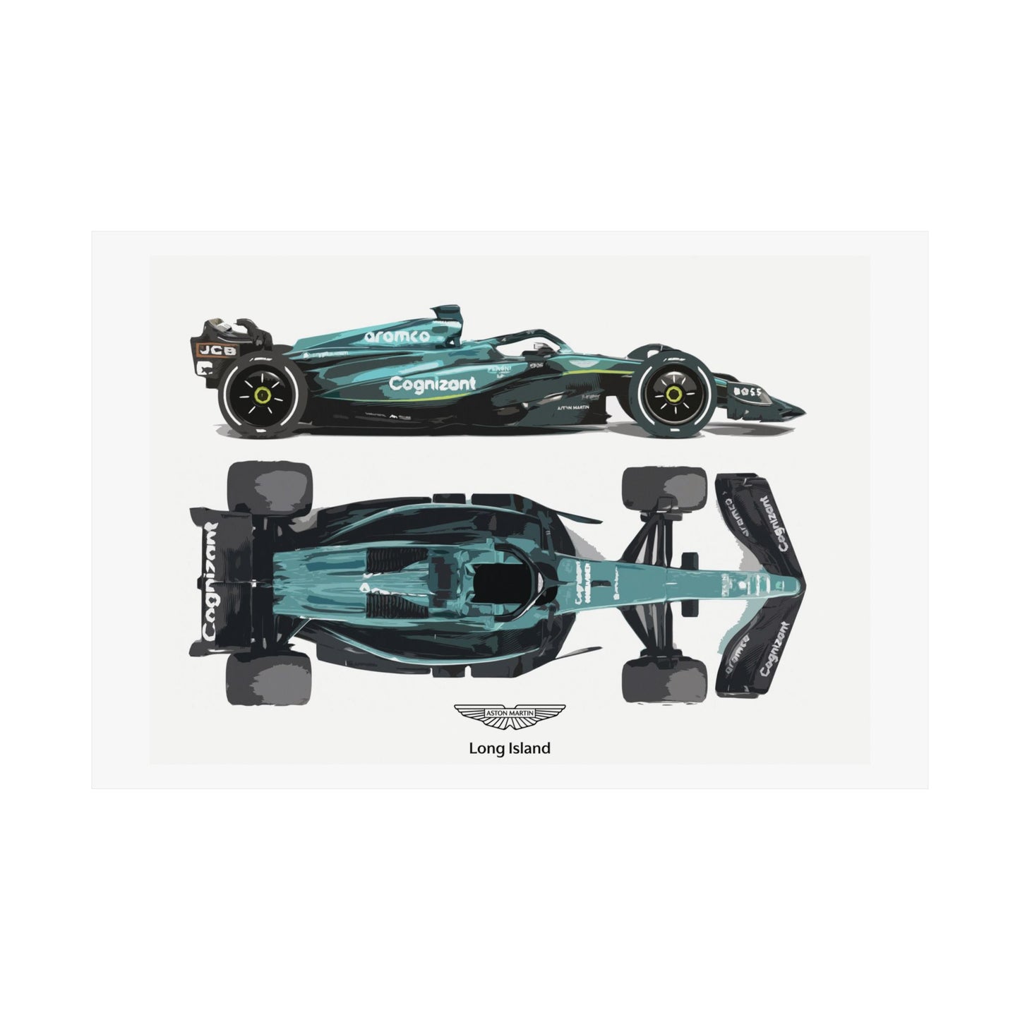 Aston Martin Long Island Formula 1 inspired Satin Poster