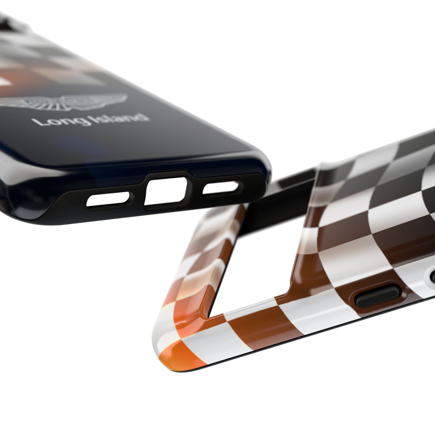 Aston Martin Long Island F1 Checkered Flag Impact-Resistant Phone Case | Durable Protection for Car Enthusiasts