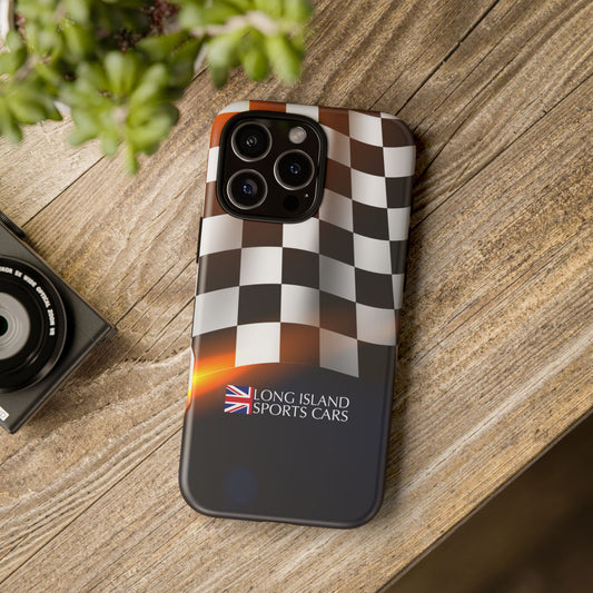 Long Island Sports Cars F1 Checkered Flag Impact-Resistant Phone Case | Durable Protection for Car Enthusiasts