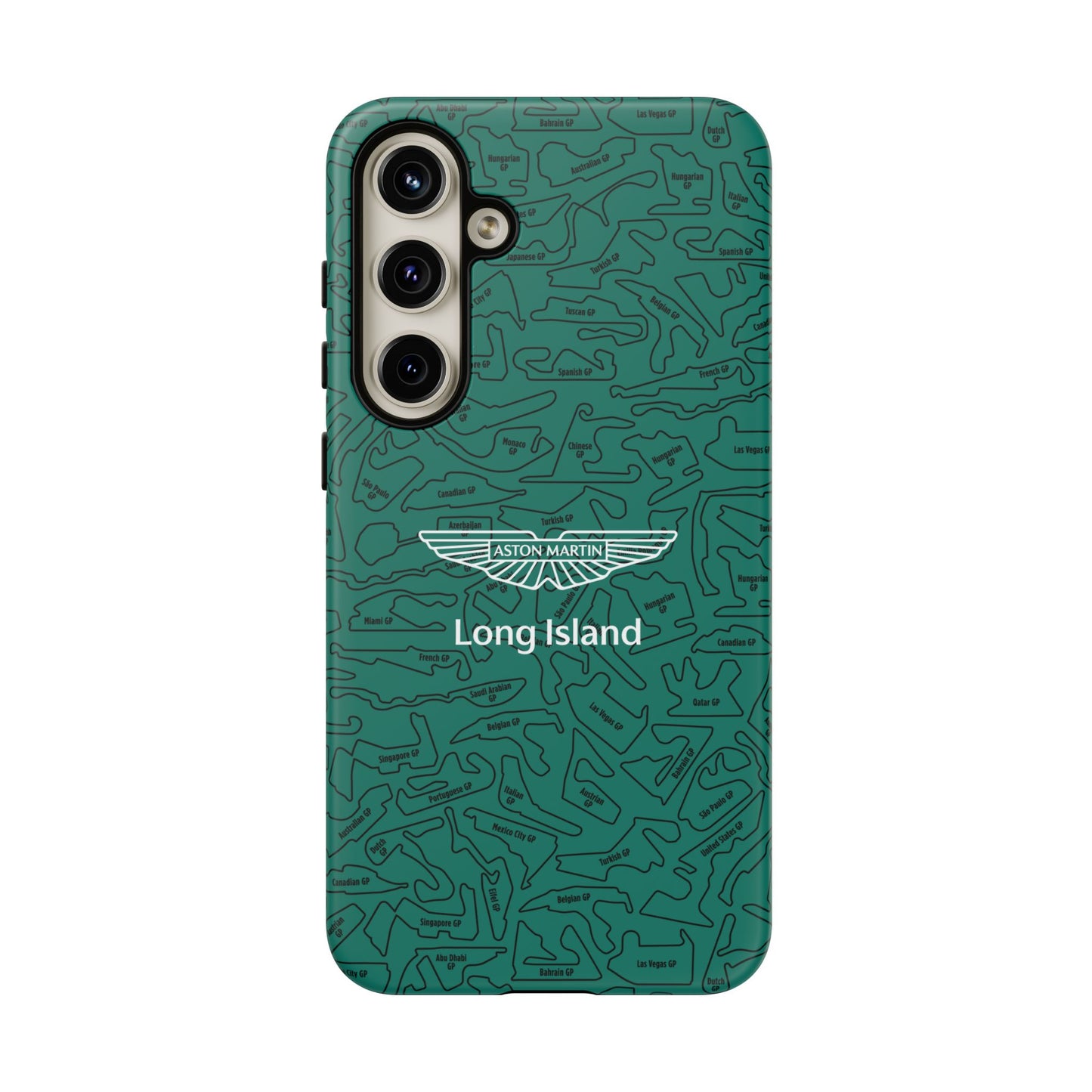 Aston Martin Long Island F1 race Track Inspired Impact-Resistant Phone Case