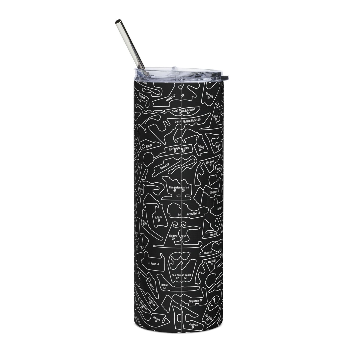 Long Island Sports Cars F1 Race Track Skinny Tumbler with Straw 20oz - Sleek Travel Mug for Car Enthusiasts