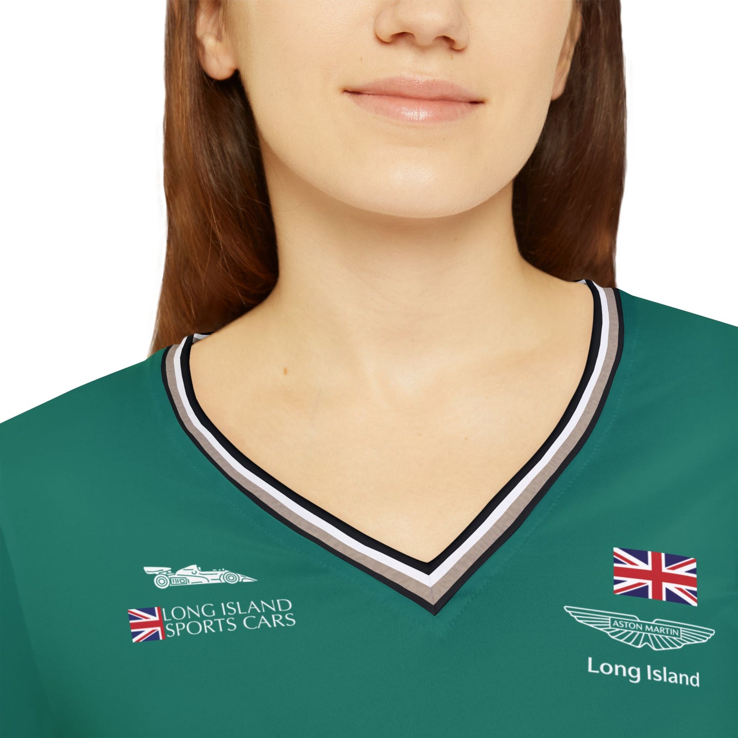 Aston Martin Long Island Long Sleeve V-Neck Shirt Performance Top for Women