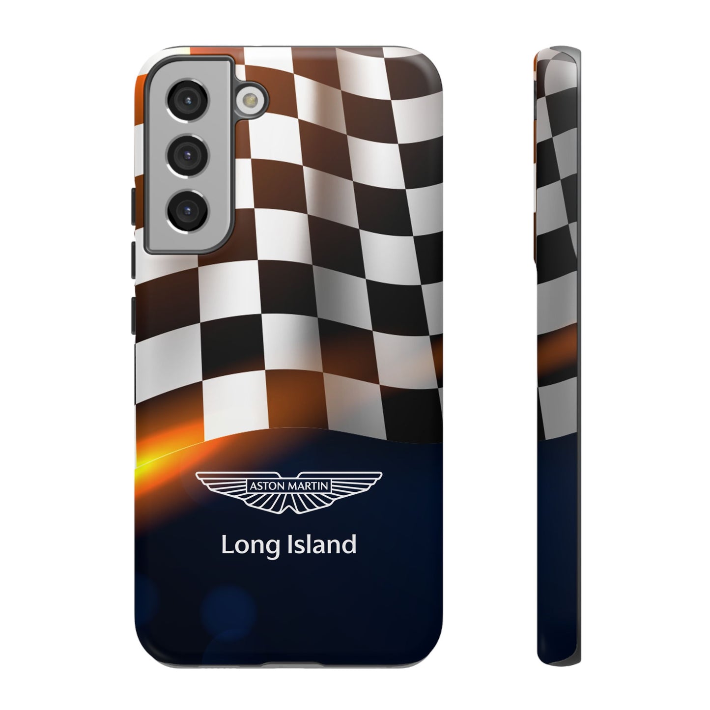 Aston Martin Long Island F1 Checkered Flag Impact-Resistant Phone Case | Durable Protection for Car Enthusiasts