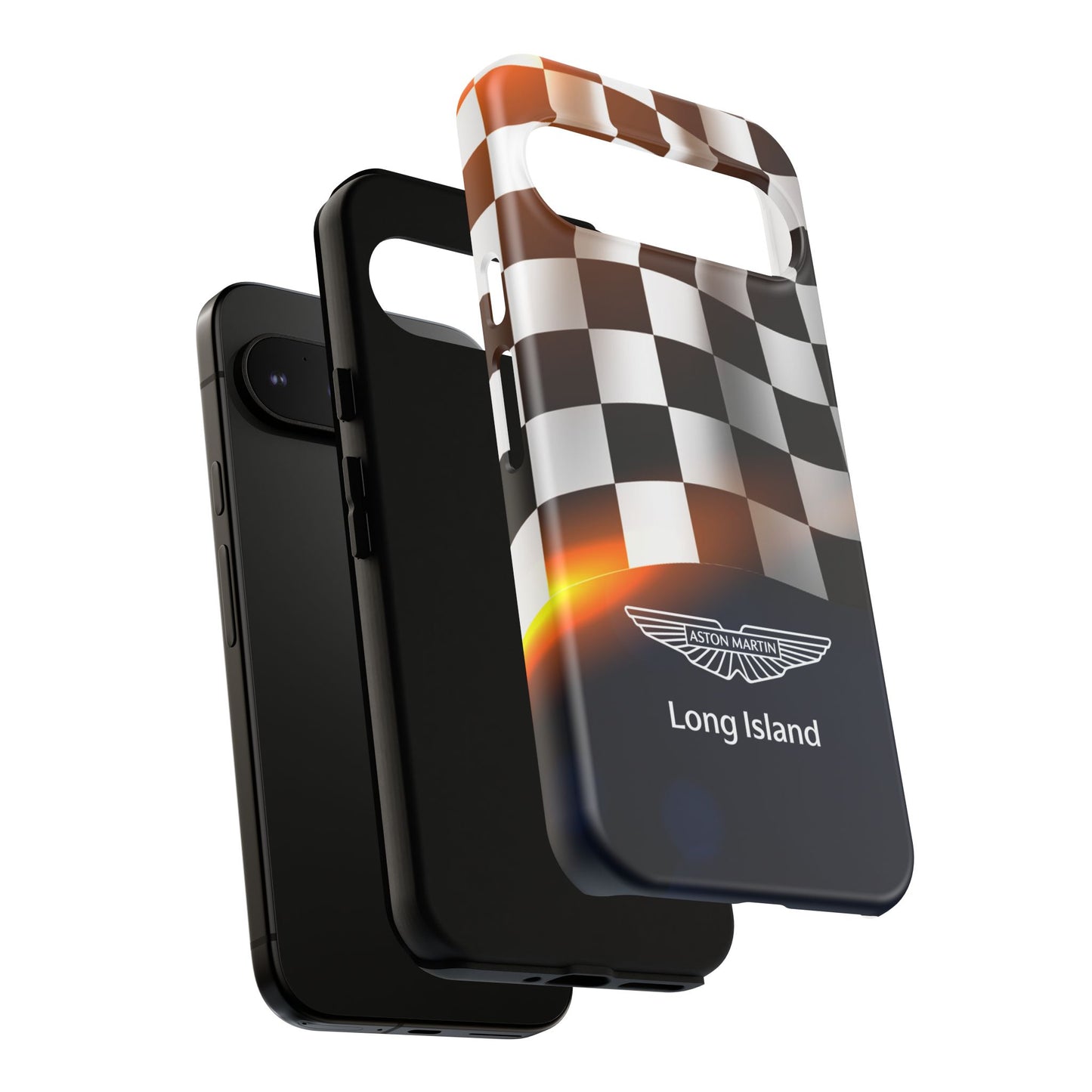 Aston Martin Long Island F1 Checkered Flag Impact-Resistant Phone Case | Durable Protection for Car Enthusiasts