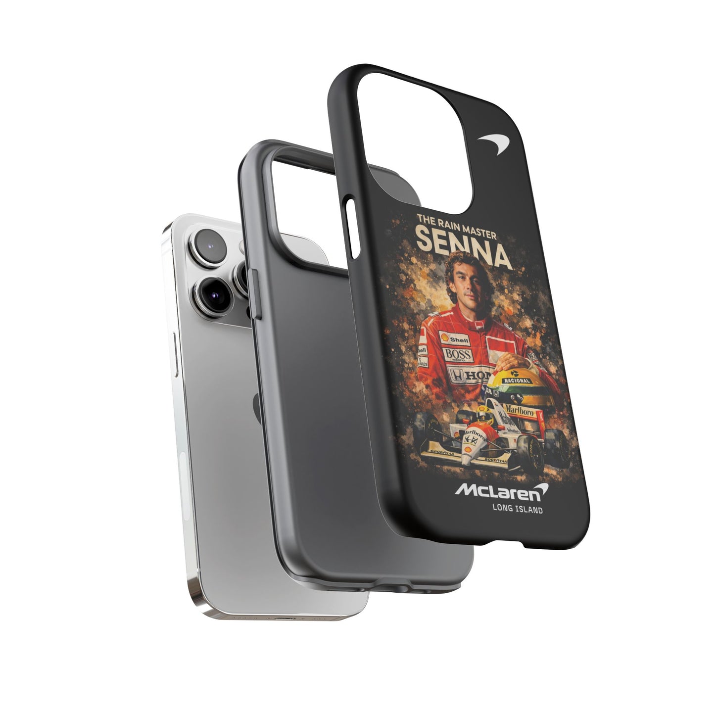 McLaren Long Island “The Rain Master” Ayrton Senna Inspired Impact-Resistant Phone Case | Durable Protection for Car Enthusiasts