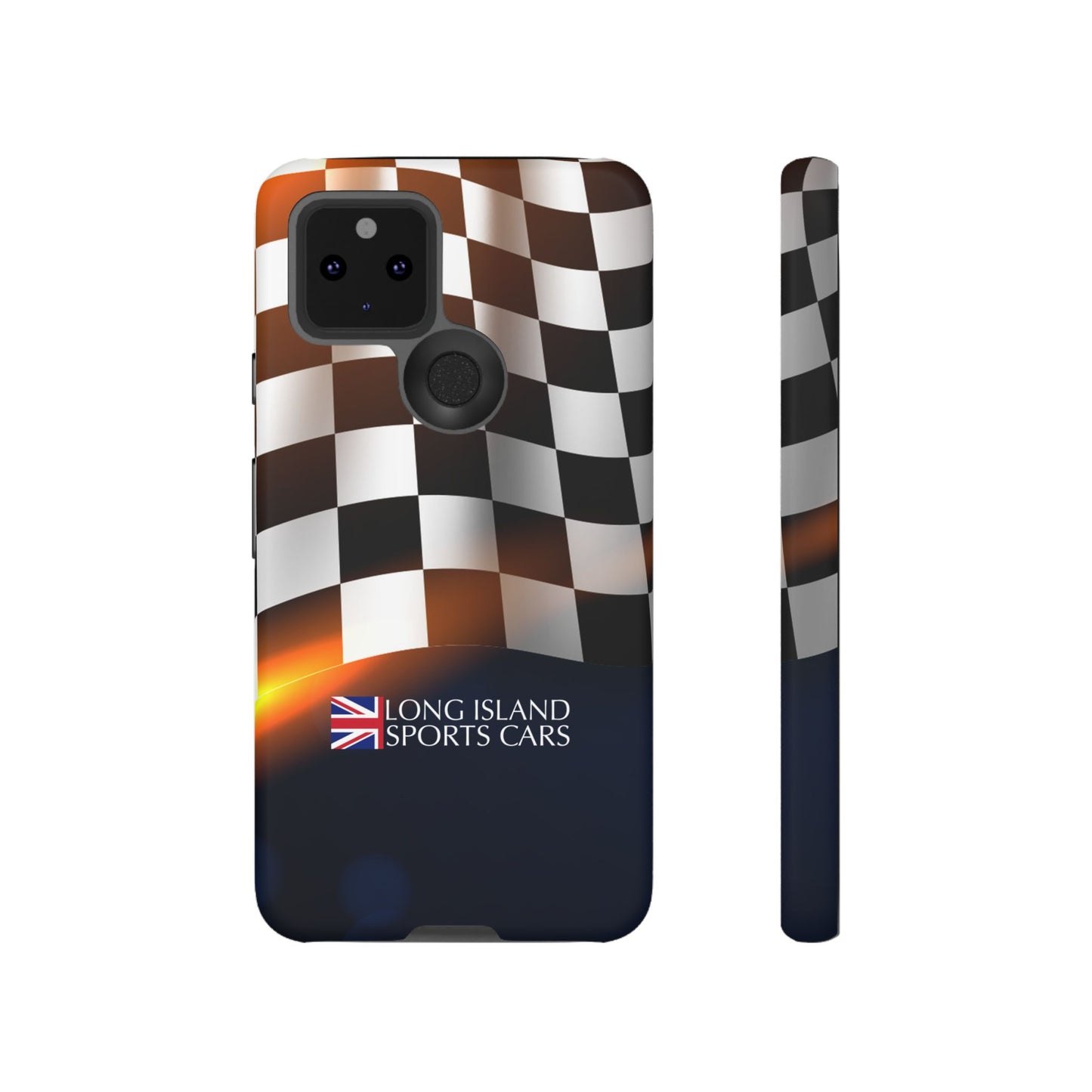 Long Island Sports Cars F1 Checkered Flag Impact-Resistant Phone Case | Durable Protection for Car Enthusiasts
