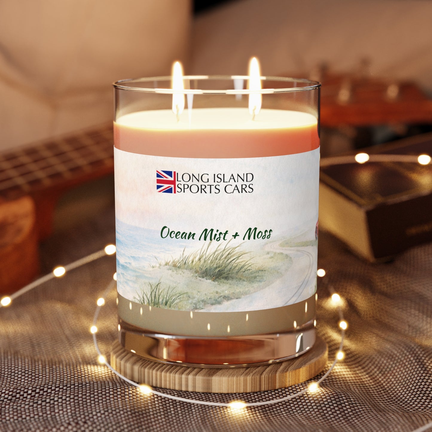 Long Island Sports Cars Scented Candle — Ocean Mist + Moss 11oz Glass Jar