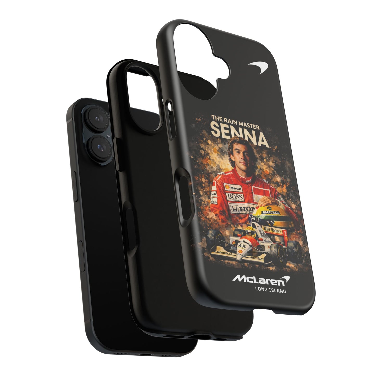 McLaren Long Island “The Rain Master” Ayrton Senna Inspired Impact-Resistant Phone Case | Durable Protection for Car Enthusiasts