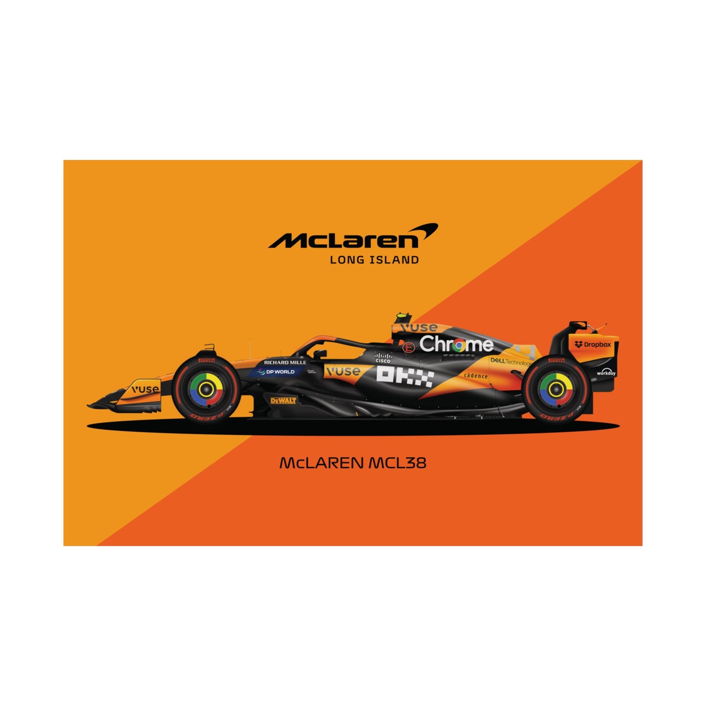 McLaren Long Island Formula 1 inspired | McL38 Norris livery Satin Poster