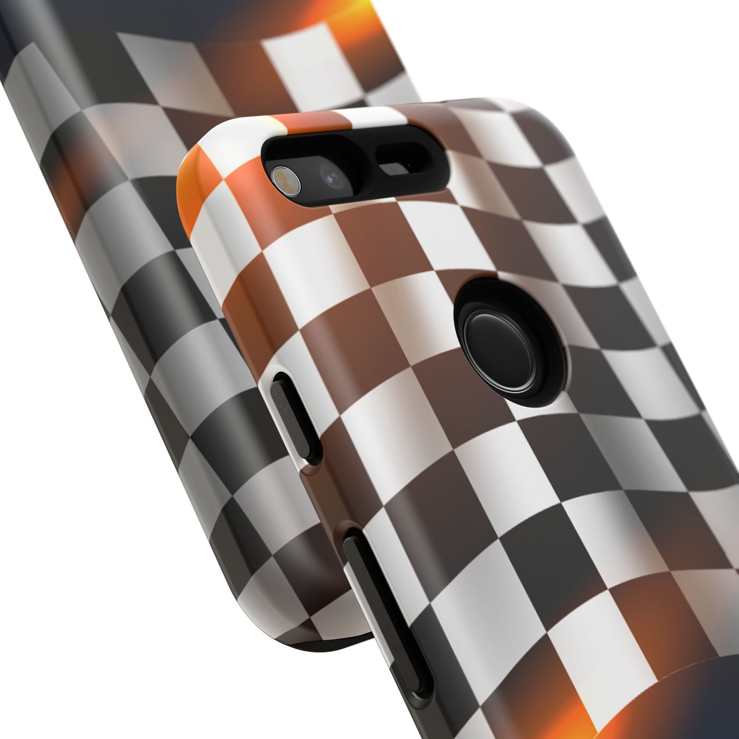 McLaren Long Island F1 Checkered Flag Impact-Resistant Phone Case | Durable Protection for Car Enthusiasts