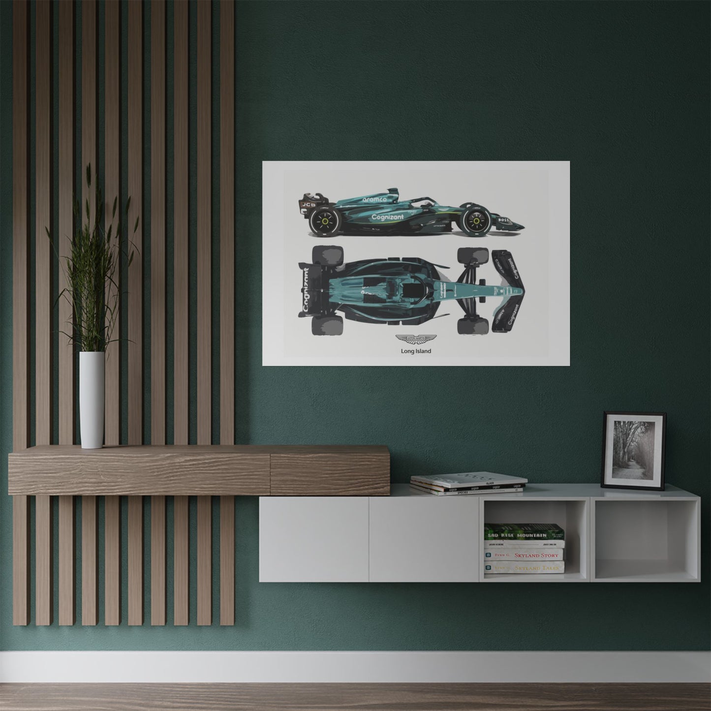 Aston Martin Long Island Formula 1 inspired Satin Poster