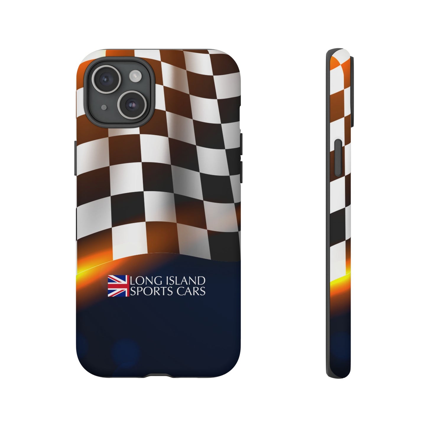 Long Island Sports Cars F1 Checkered Flag Impact-Resistant Phone Case | Durable Protection for Car Enthusiasts