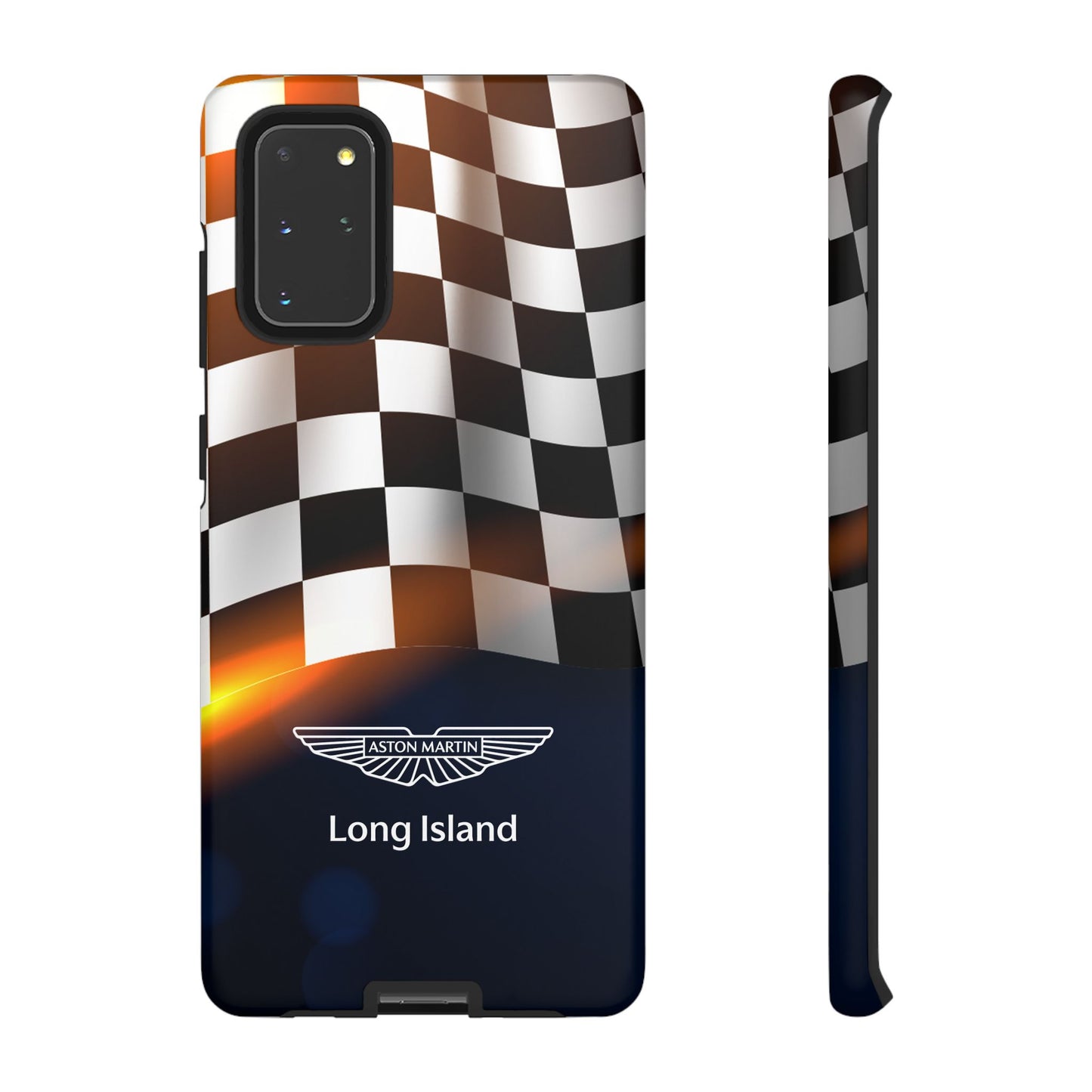 Aston Martin Long Island F1 Checkered Flag Impact-Resistant Phone Case | Durable Protection for Car Enthusiasts