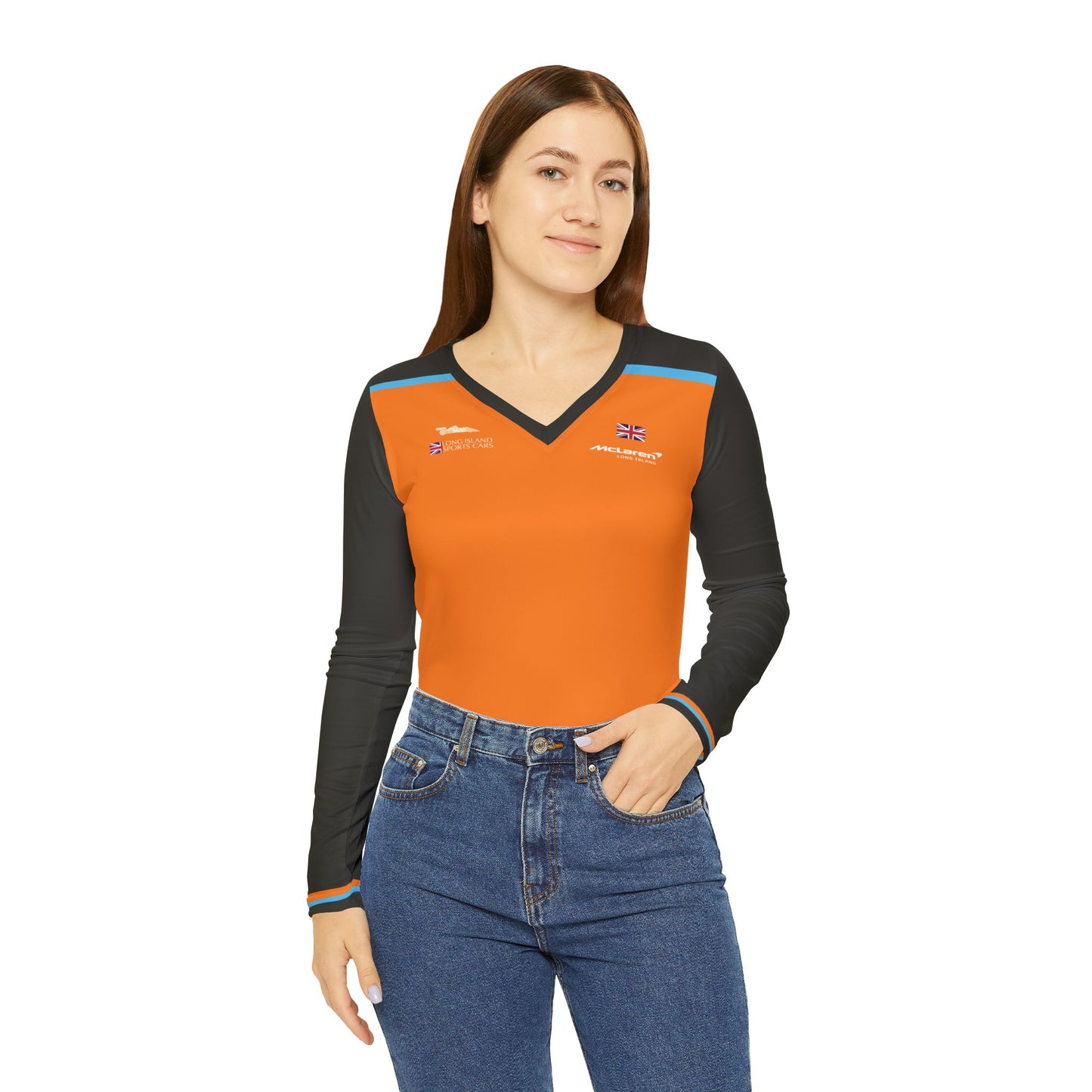 McLaren Long Island Long Sleeve V-Neck Shirt Performance Top for Women