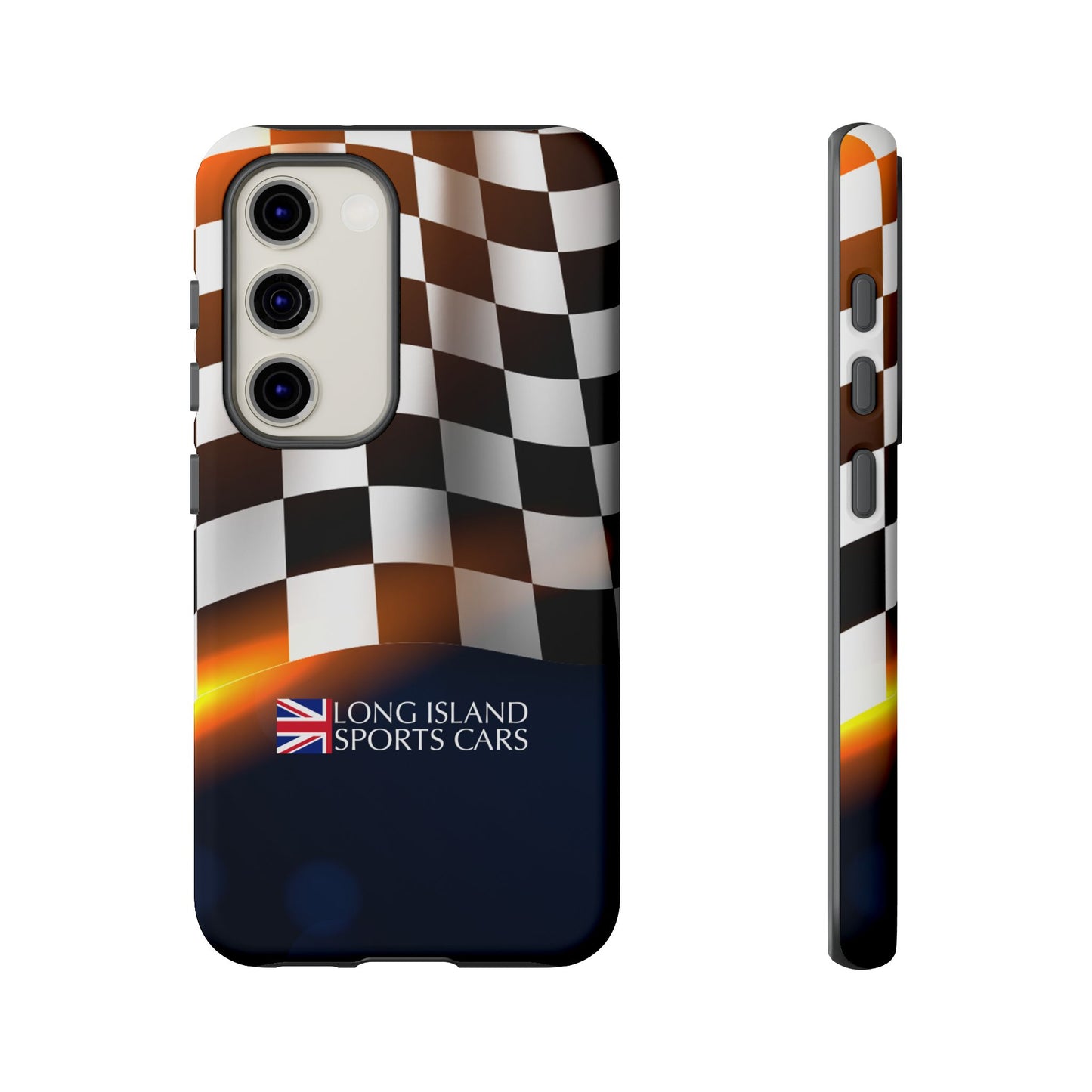 Long Island Sports Cars F1 Checkered Flag Impact-Resistant Phone Case | Durable Protection for Car Enthusiasts