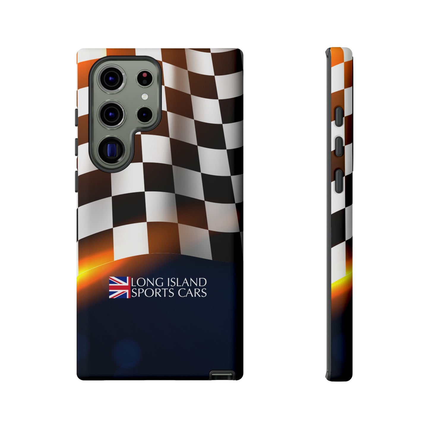 Long Island Sports Cars F1 Checkered Flag Impact-Resistant Phone Case | Durable Protection for Car Enthusiasts