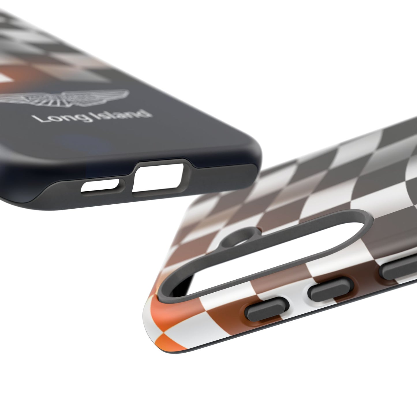 Aston Martin Long Island F1 Checkered Flag Impact-Resistant Phone Case | Durable Protection for Car Enthusiasts