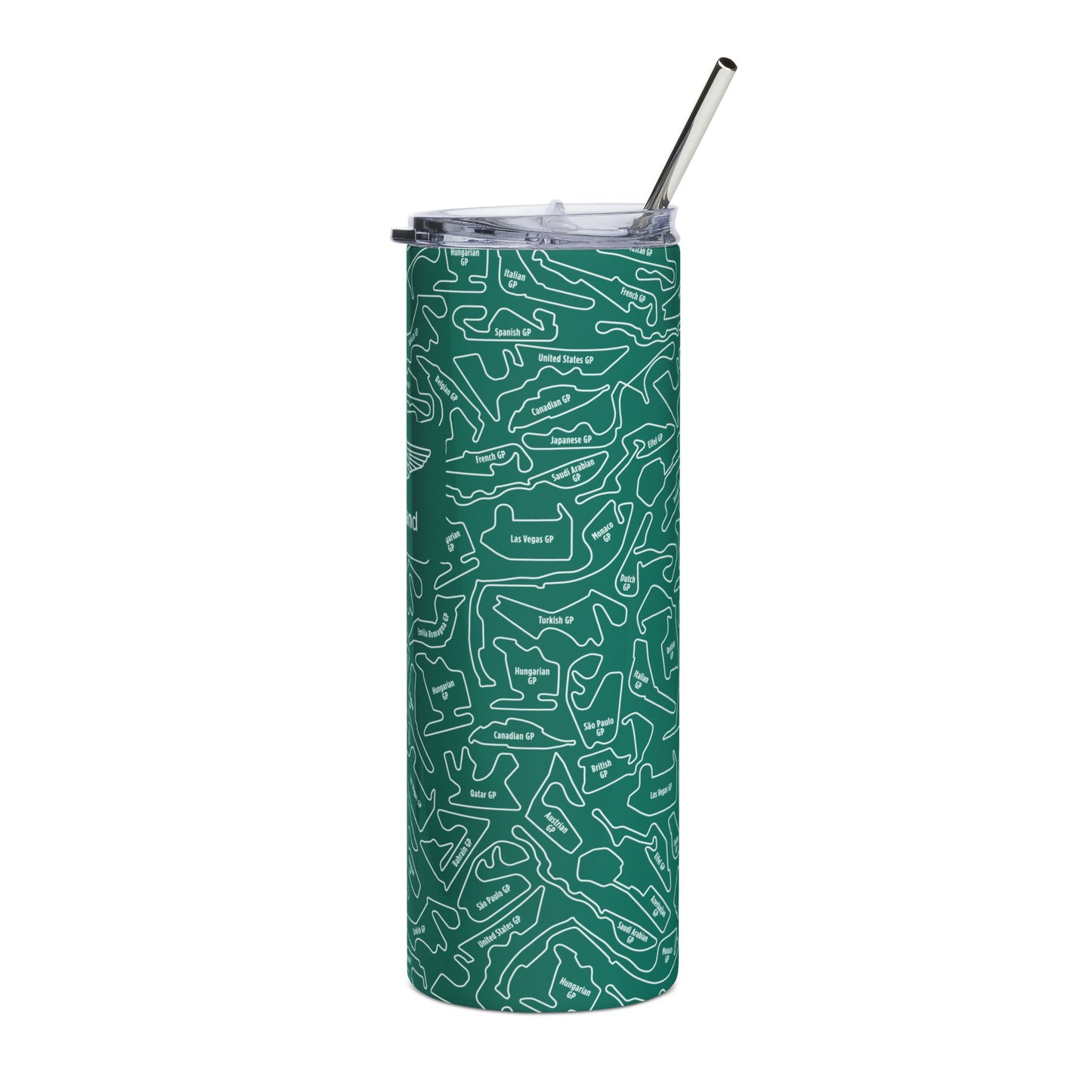 Aston Martin Long Island F1 Race Track W Skinny Tumbler with Straw 20oz - Sleek Travel Mug for Car Enthusiasts