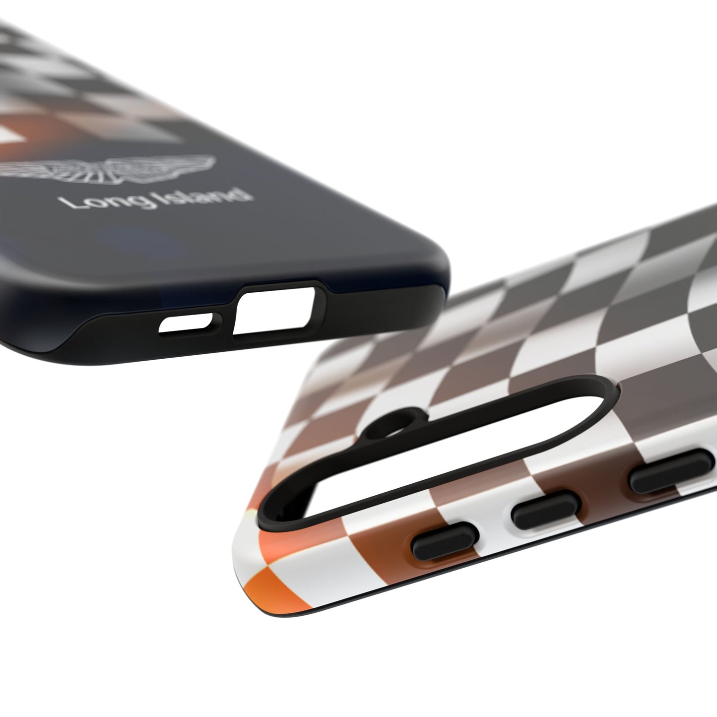 Aston Martin Long Island F1 Checkered Flag Impact-Resistant Phone Case | Durable Protection for Car Enthusiasts