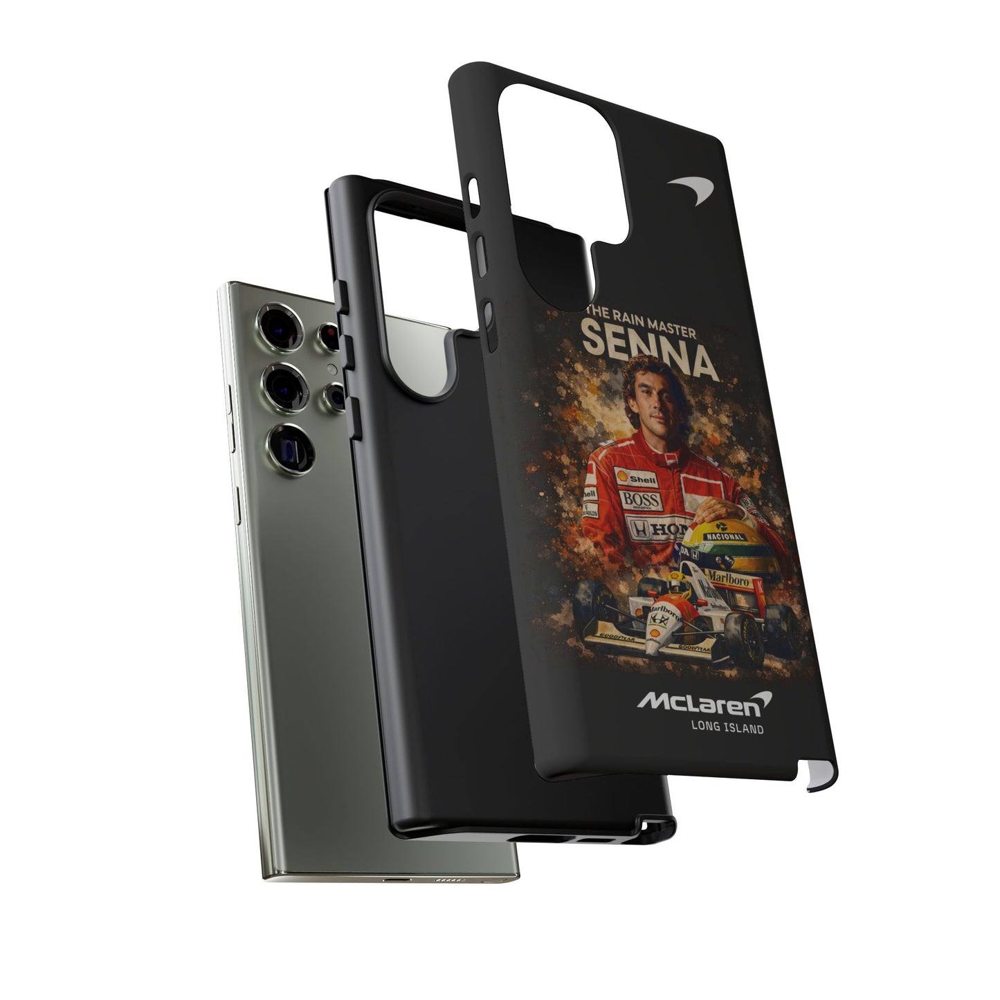 McLaren Long Island “The Rain Master” Ayrton Senna Inspired Impact-Resistant Phone Case | Durable Protection for Car Enthusiasts
