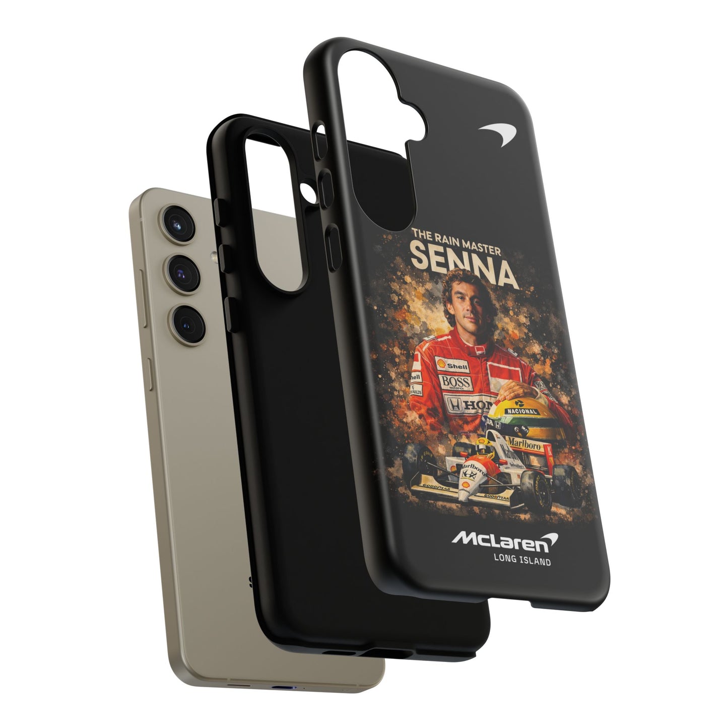 McLaren Long Island “The Rain Master” Ayrton Senna Inspired Impact-Resistant Phone Case | Durable Protection for Car Enthusiasts