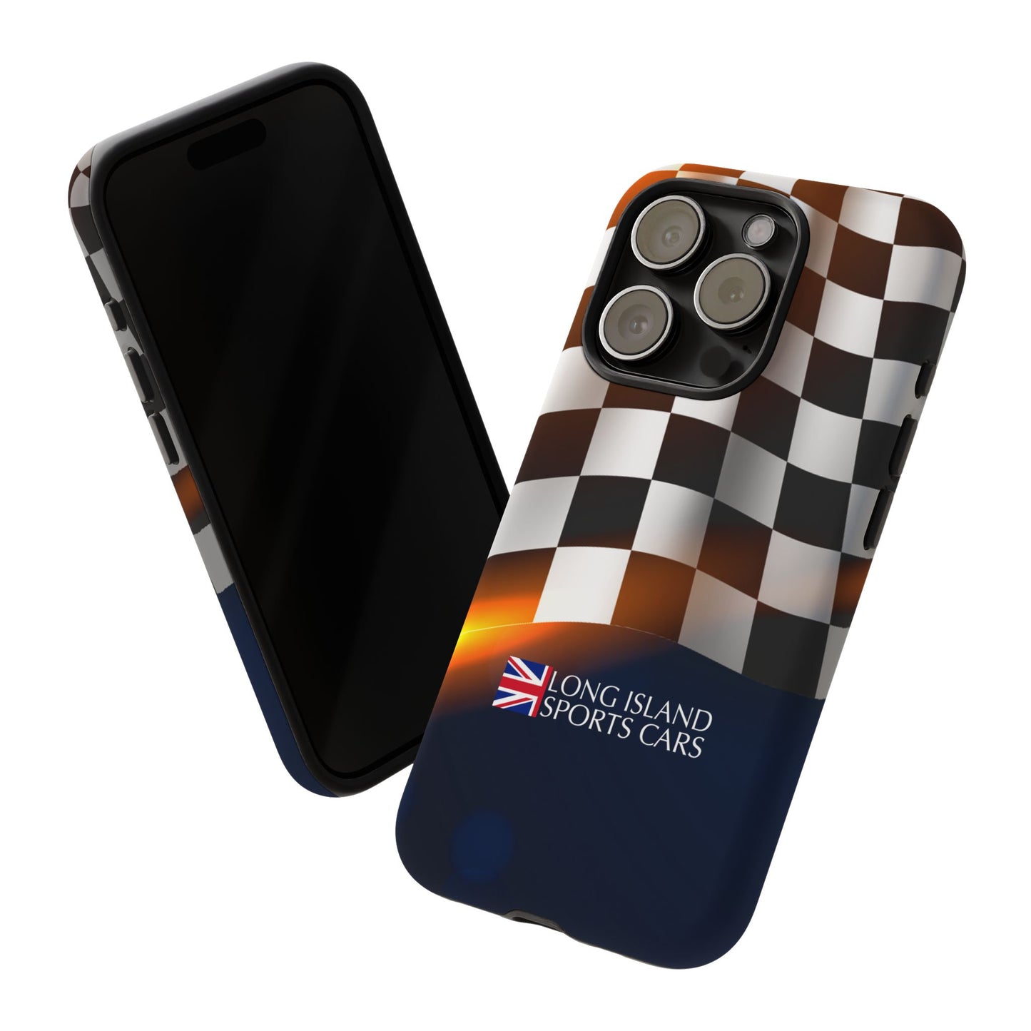 Long Island Sports Cars F1 Checkered Flag Impact-Resistant Phone Case | Durable Protection for Car Enthusiasts