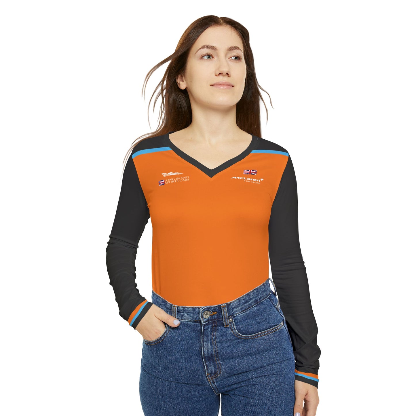 McLaren Long Island Long Sleeve V-Neck Shirt Performance Top for Women