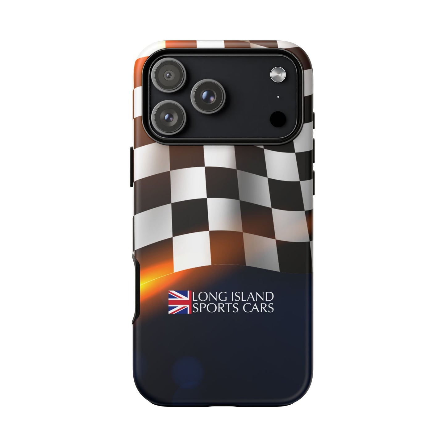 Long Island Sports Cars F1 Checkered Flag Impact-Resistant Phone Case | Durable Protection for Car Enthusiasts