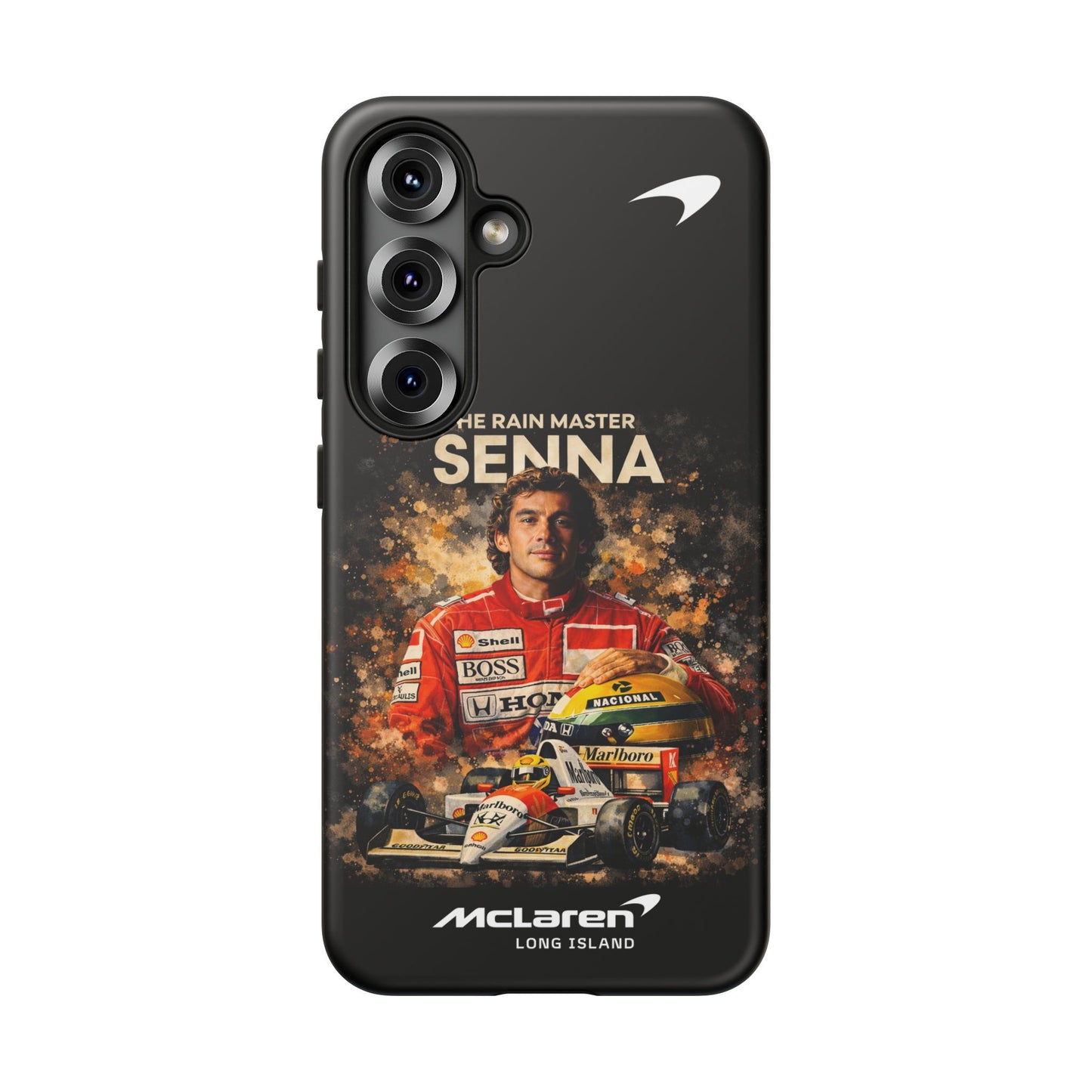 McLaren Long Island “The Rain Master” Ayrton Senna Inspired Impact-Resistant Phone Case | Durable Protection for Car Enthusiasts