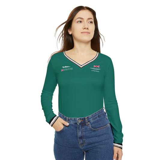Aston Martin Long Island Long Sleeve V-Neck Shirt Performance Top for Women