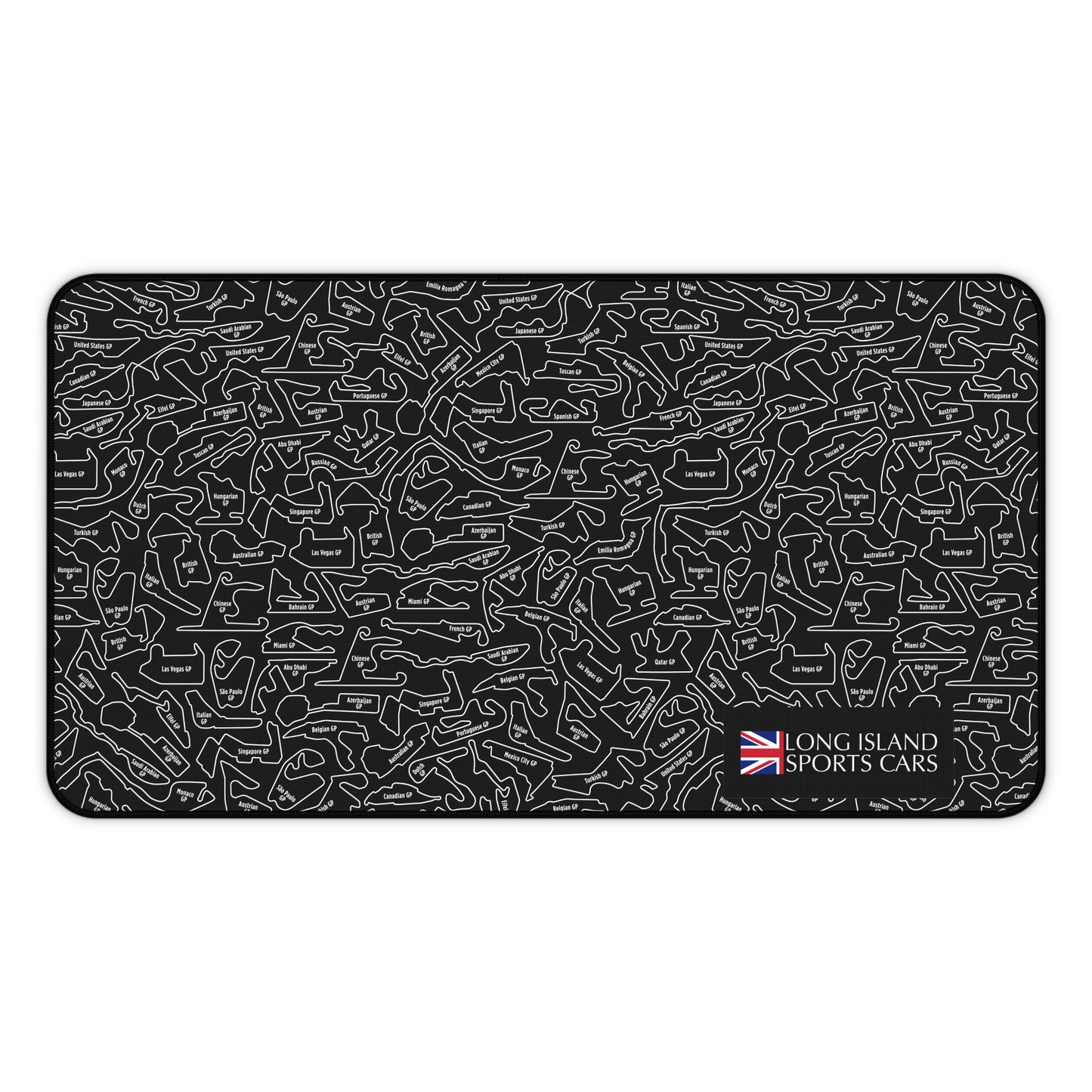 Long Island Sports Cars Mouse Pad Black F1 Racing Track Pattern Desk Mat