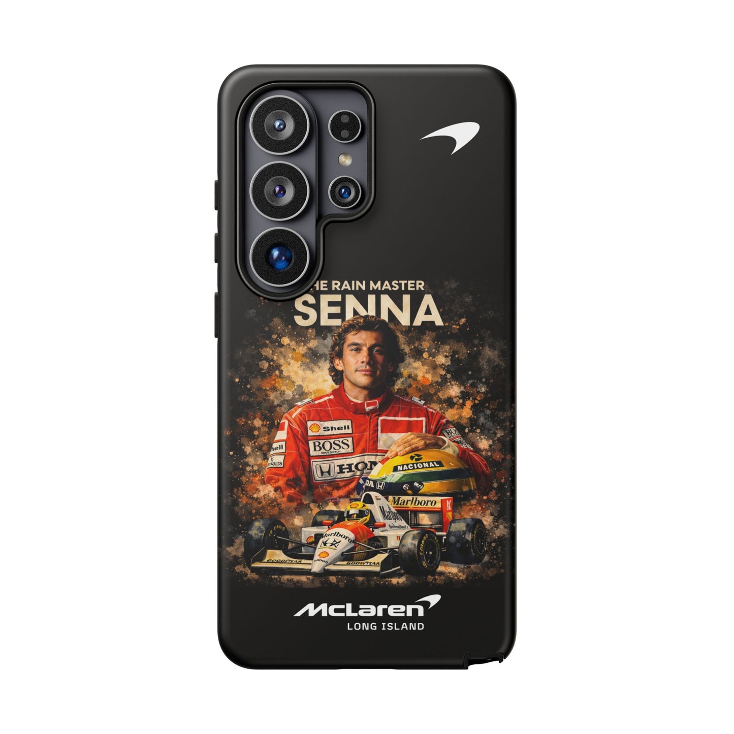 McLaren Long Island “The Rain Master” Ayrton Senna Inspired Impact-Resistant Phone Case | Durable Protection for Car Enthusiasts