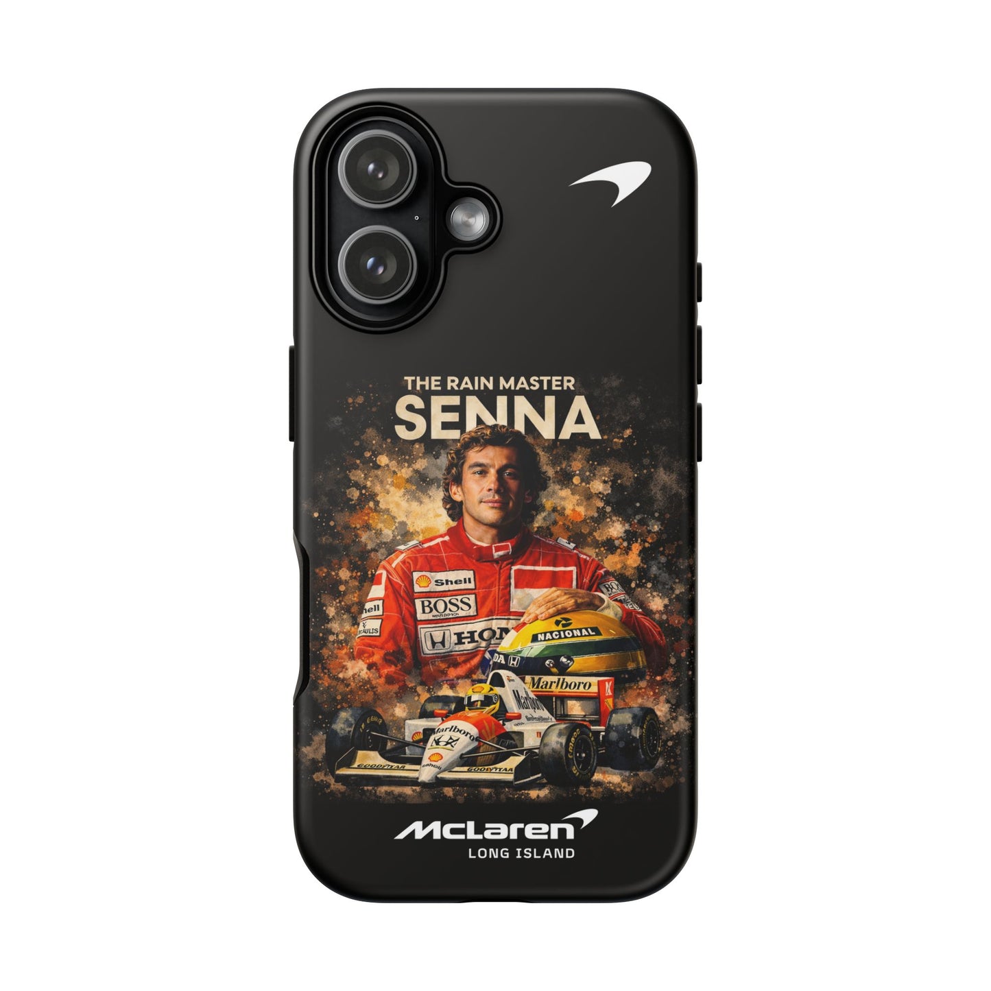 McLaren Long Island “The Rain Master” Ayrton Senna Inspired Impact-Resistant Phone Case | Durable Protection for Car Enthusiasts