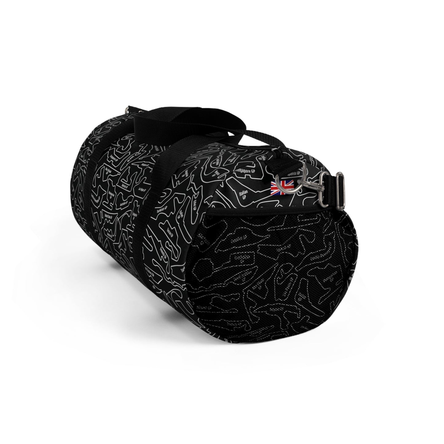 Long Island Sports Cars F1 Racetrack Vibrant Black Travel Duffel Bag