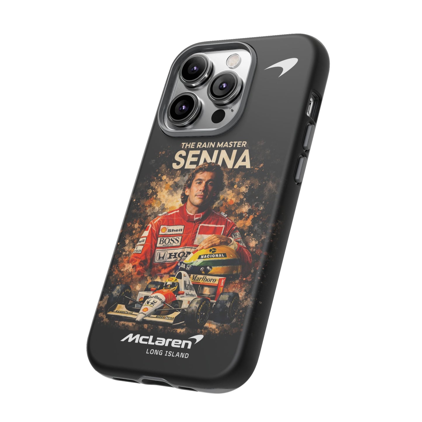 McLaren Long Island “The Rain Master” Ayrton Senna Inspired Impact-Resistant Phone Case | Durable Protection for Car Enthusiasts