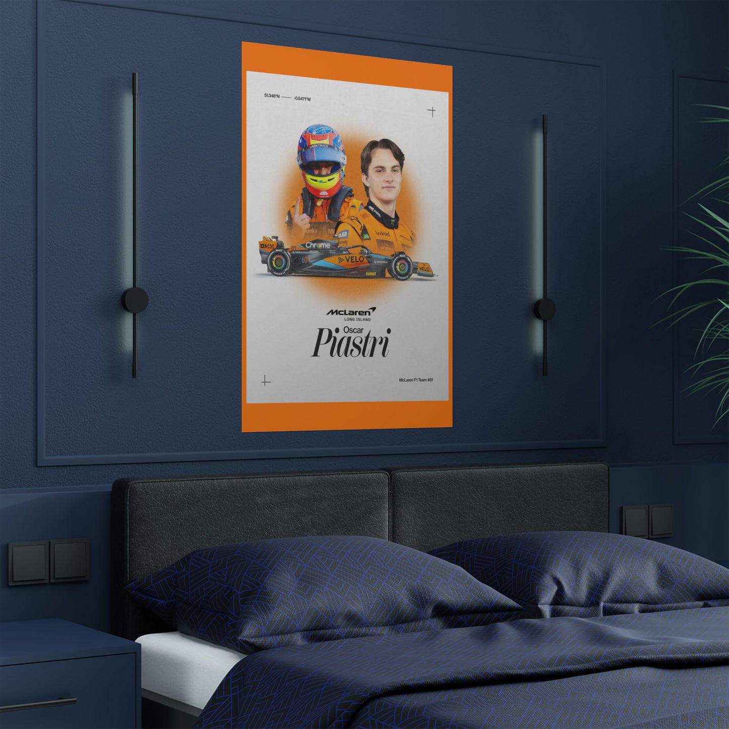 McLaren F1 inspired Oscar Piastri Satin Poster Home Decor for F1 Fans