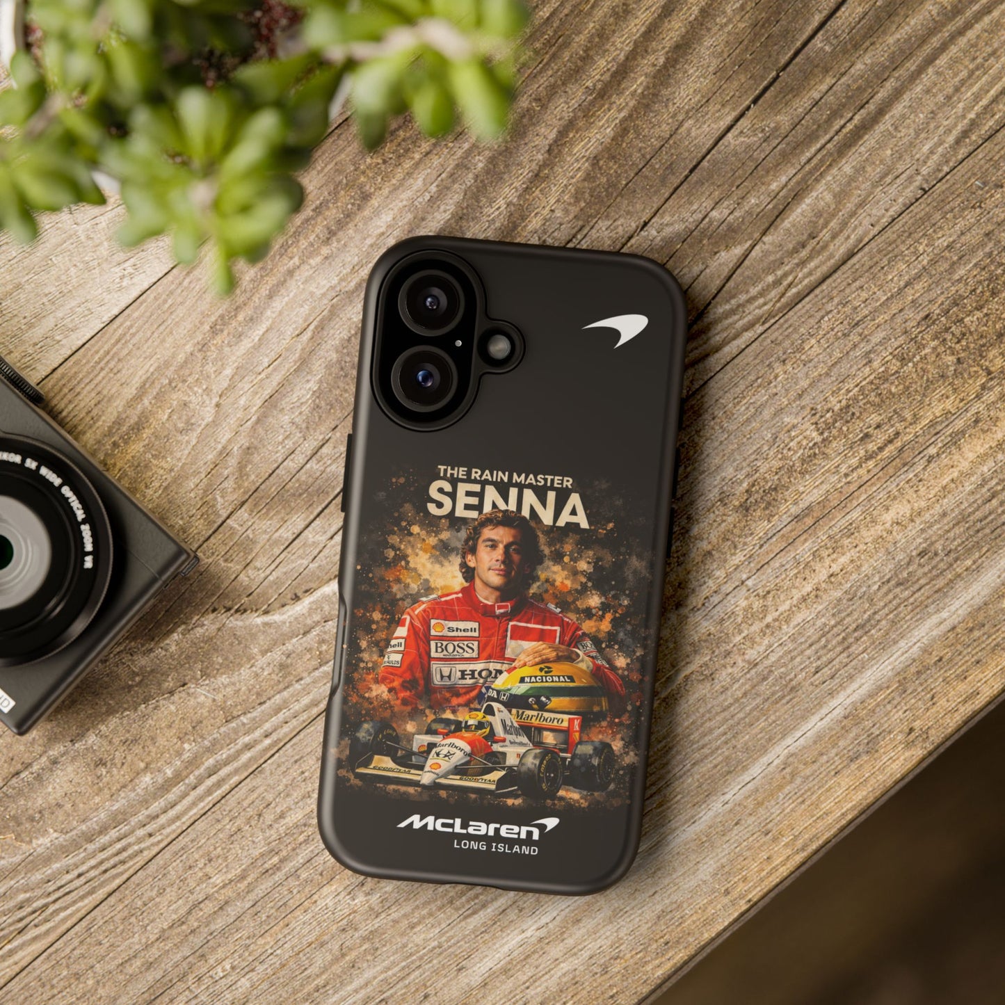McLaren Long Island “The Rain Master” Ayrton Senna Inspired Impact-Resistant Phone Case | Durable Protection for Car Enthusiasts