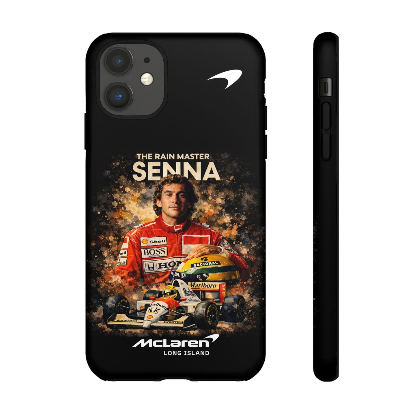 McLaren Long Island “The Rain Master” Ayrton Senna Inspired Impact-Resistant Phone Case | Durable Protection for Car Enthusiasts