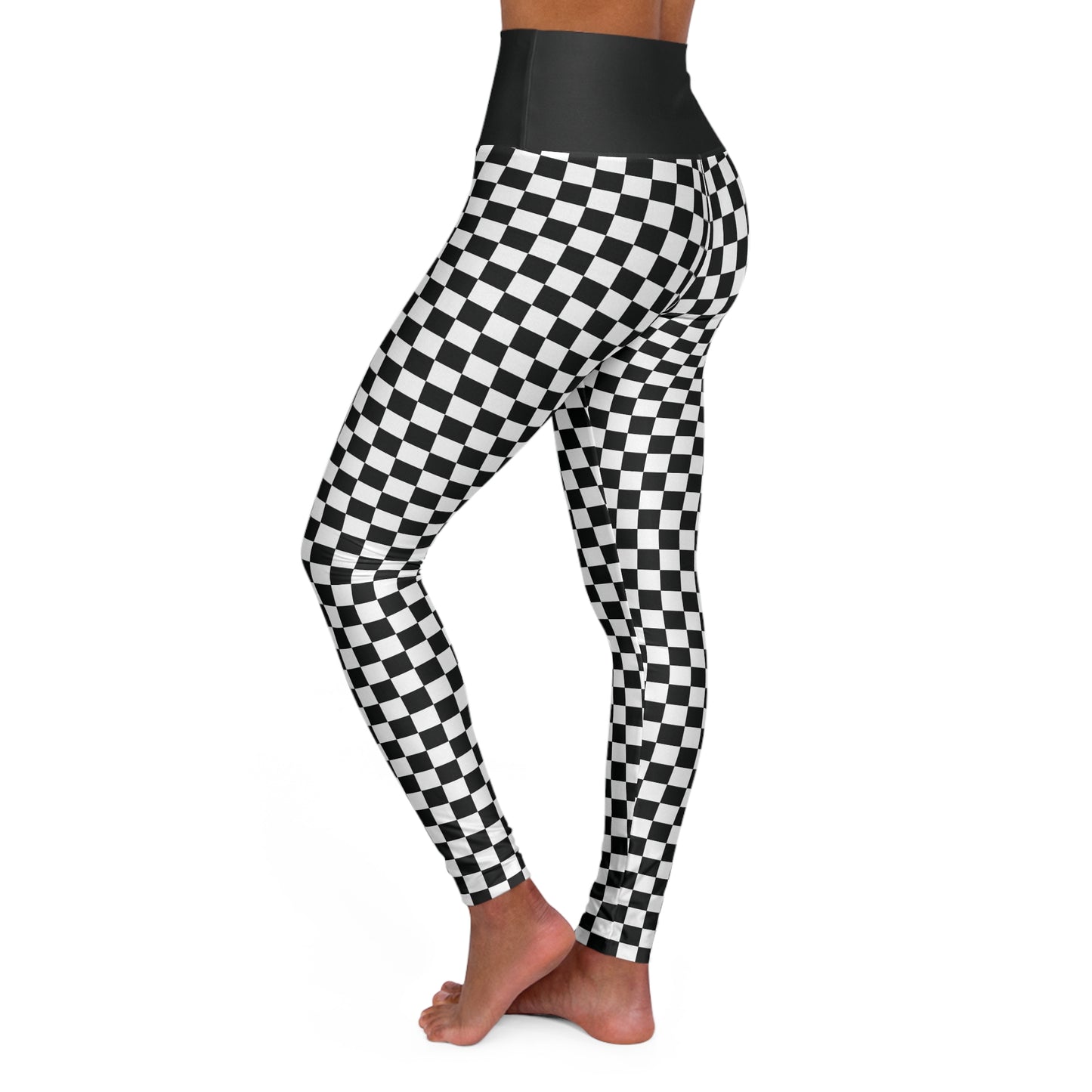 Long Island Sports Cars Checkered High Waisted Yoga Leggings - Stylish Comfort for Active Lifestyles