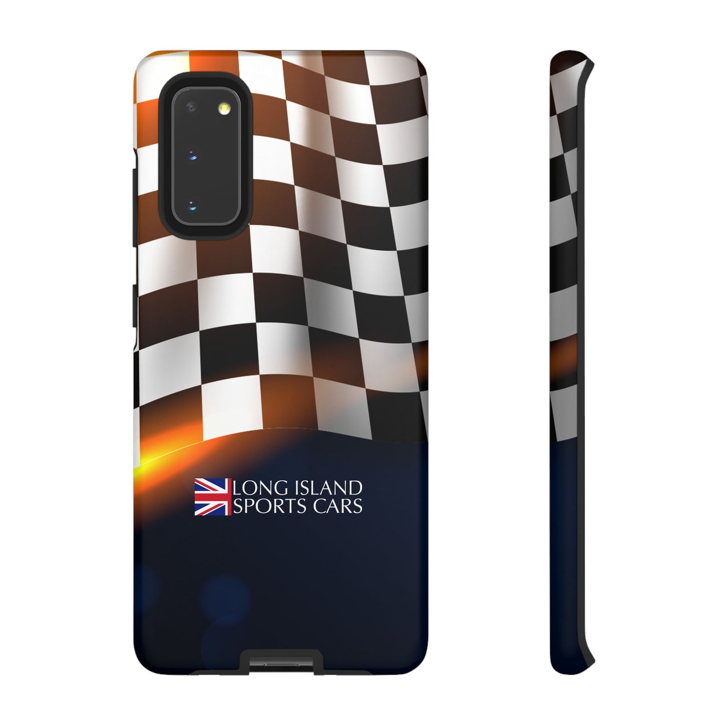 Long Island Sports Cars F1 Checkered Flag Impact-Resistant Phone Case | Durable Protection for Car Enthusiasts