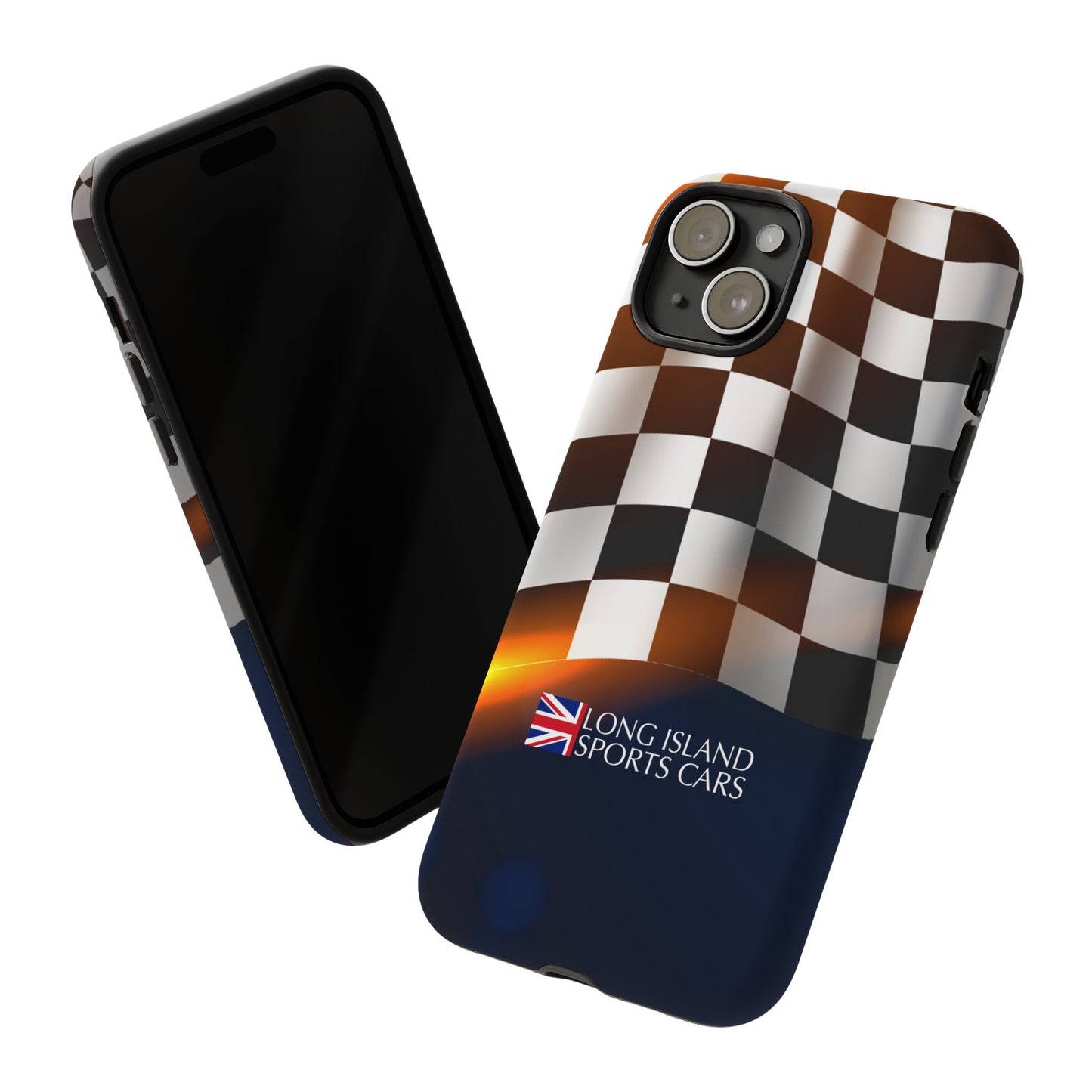 Long Island Sports Cars F1 Checkered Flag Impact-Resistant Phone Case | Durable Protection for Car Enthusiasts