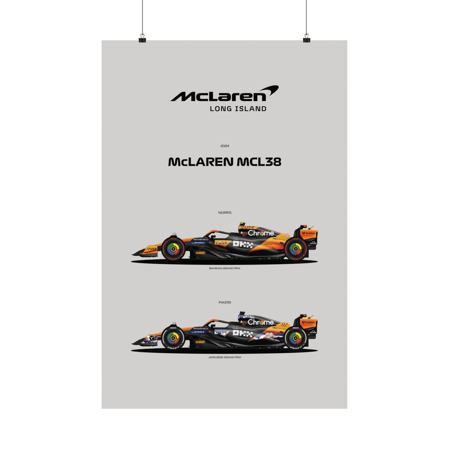 McLaren Long Island Formula 1 inspired Satin Poster