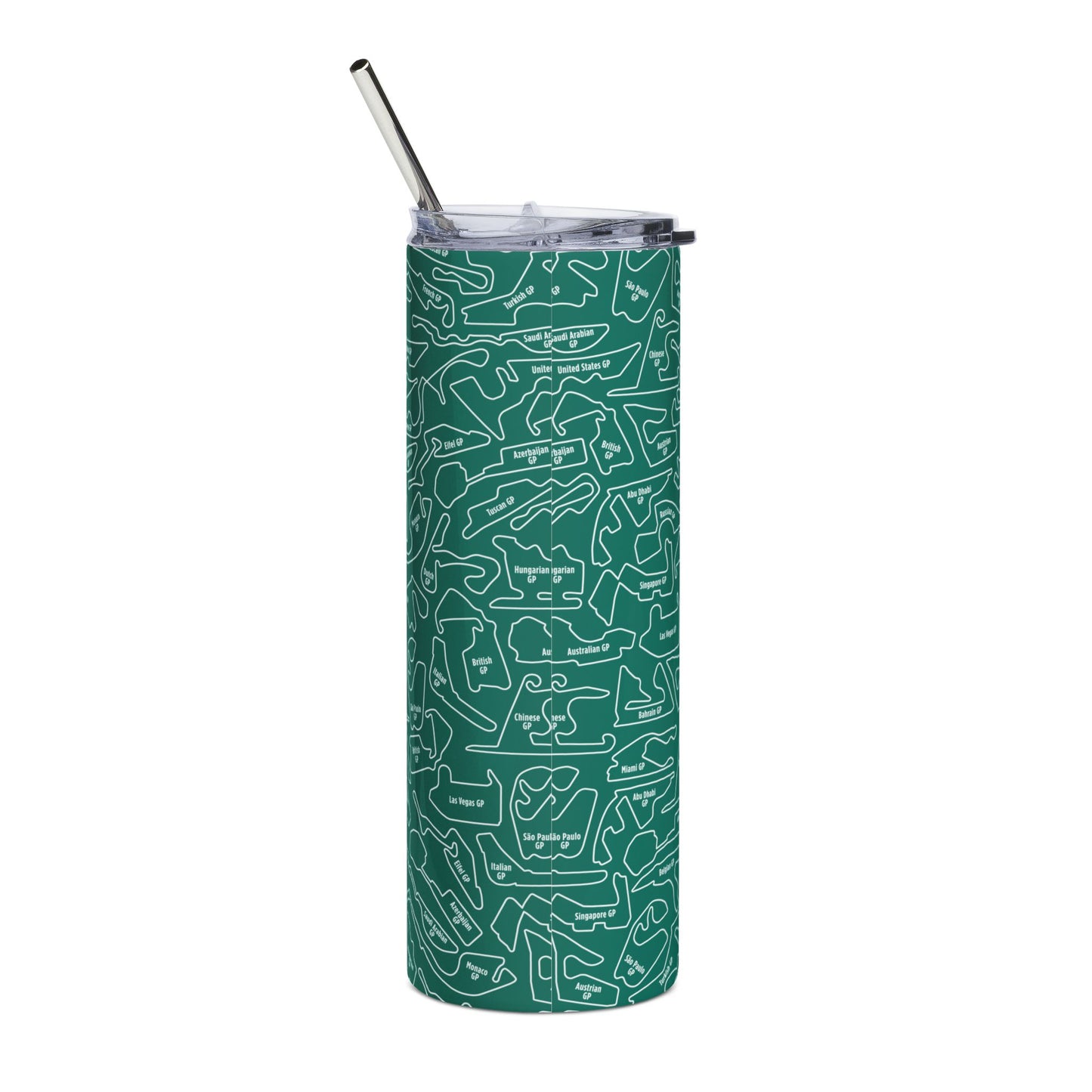 Aston Martin Long Island F1 Race Track W Skinny Tumbler with Straw 20oz - Sleek Travel Mug for Car Enthusiasts