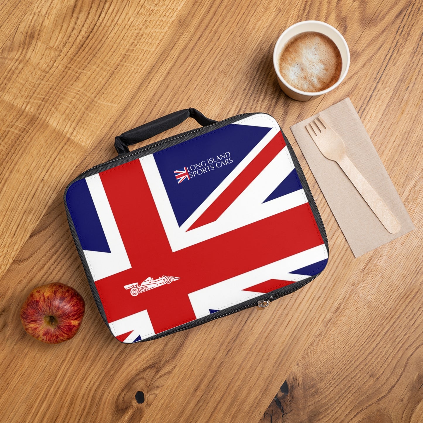 Long Island Sports Cars Flag Design Lunch Bag - Stylish Insulated Tote for Cars Enthusiasts